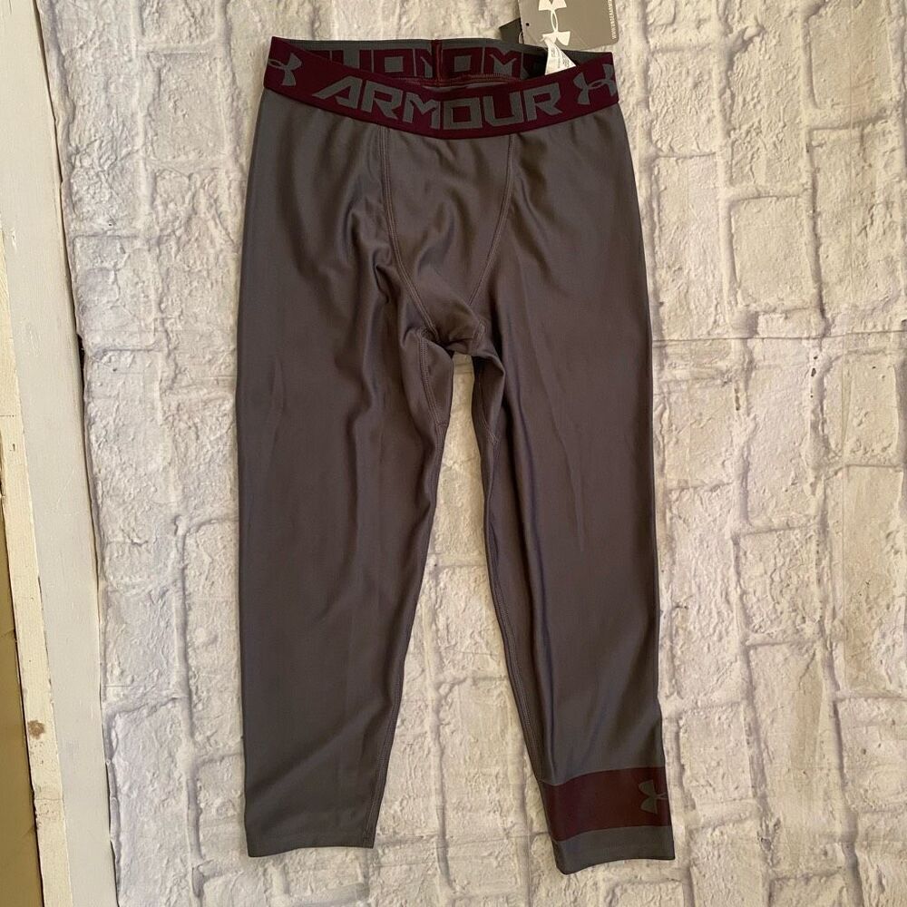 Under armour New youth L heatgear fitted pull on leggings grey & purple